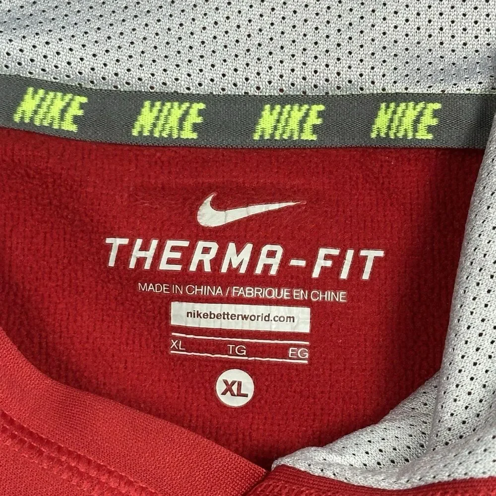 Nike Therma-FIT Football Hoodie Mens‎ XL Red Gray Pullover Sweatshirt Athletic
